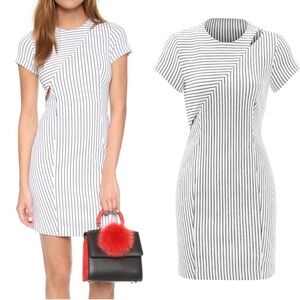 1 by O’2nd White and Black Striped Cutout Dress Women’s Size 8 EUC